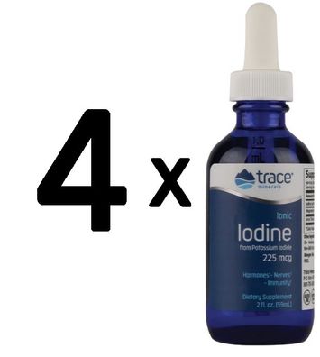 4 x Trace Minerals Ionic Iodine, 225mcg - 59 ml