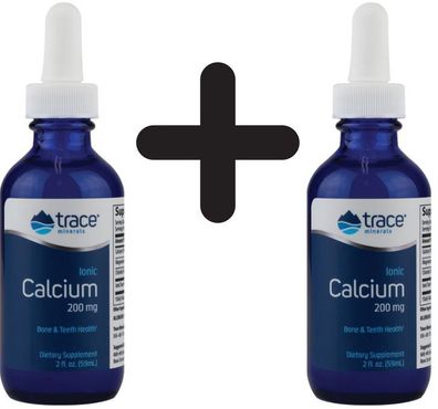 2 x Trace Minerals Ionic Calcium, 200mg - 59 ml