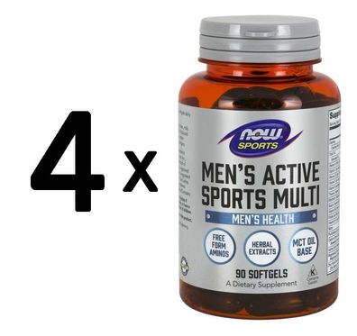 4 x NOW Foods Men's Extreme Sports Multi 90 softgels