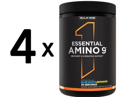4 x Rule One Essential Amino 9, Blue Razz Lemonade (EAN 196671008398) - 345g