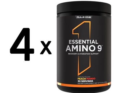 4 x Rule One Essential Amino 9, Peach Mango - 345g
