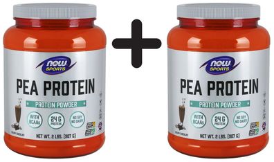 2 x NOW Foods Pea Protein, Dutch Chocolate - 907g