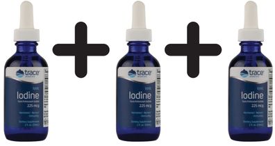 3 x Trace Minerals Ionic Iodine, 225mcg - 59 ml