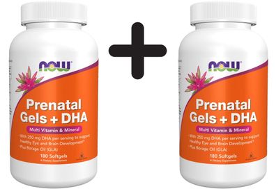 2 x NOW Foods Prenatal Gels + DHA - 180 Softgels