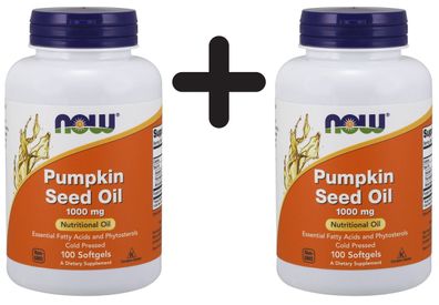 2 x NOW Foods Pumpkin Seed Oil, 1000mg - 100 softgels