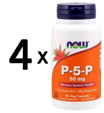 4 x NOW Foods P-5-P, 50mg - 90 vcaps