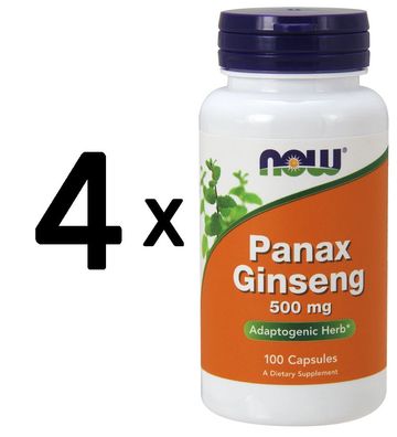 4 x NOW Foods Panax Ginseng, 500mg - 100 capsules