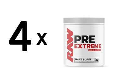 4 x Raw Nutrition Pre Extreme, Fruit Burst - 360g