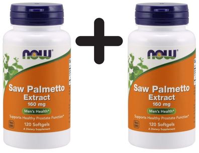 2 x NOW Foods Saw Palmetto Extract, 160mg - 120 softgels