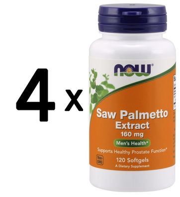 4 x NOW Foods Saw Palmetto Extract, 160mg - 120 softgels