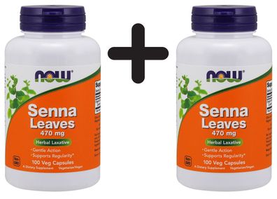 2 x NOW Foods Senna Leaves, 470mg - 100 capsules