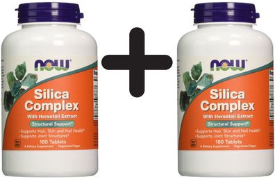 2 x NOW Foods Silica Complex with Horsetail Extract - 180 tablets