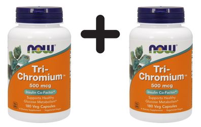 2 x NOW Foods Tri-Chromium, 500mcg - 180 vcaps