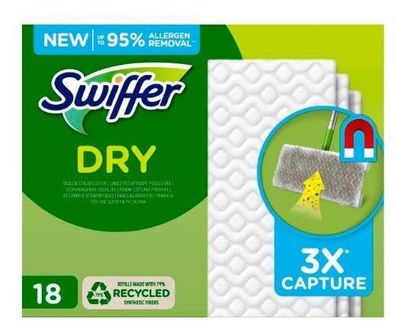Swiffer Trockenreinigungstücher, 18 Stück - Effiziente Staub- und Haarentfernung