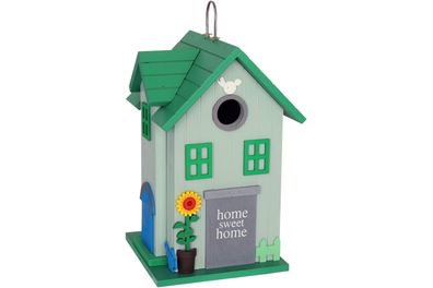 MDF Vogelhaus SWEET HOME grün 16,5 x 16,5 x 26 cm Nistkasten Kleinvögel