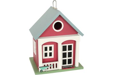 MDF Vogelhaus Welcome rot-weiß 18 x 15 x 22 cm Nistkasten Kleinvögel
