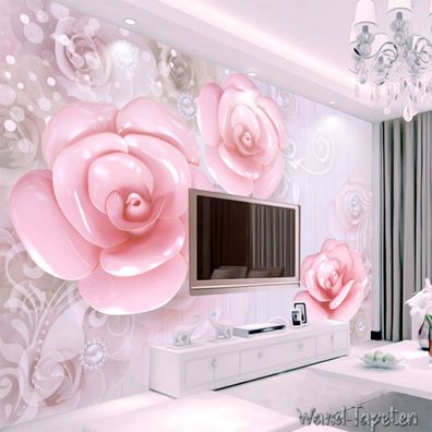 Vlies Fototapete Wandtapete Wandbilder 3D Effekt Rosa Elegante Rosenblume 1946