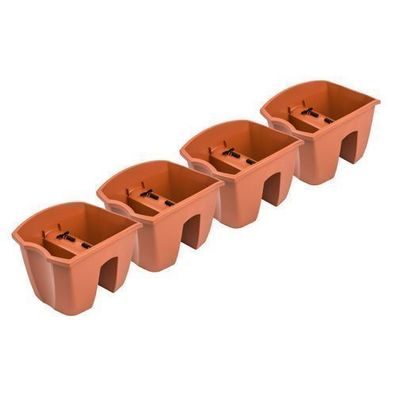 4x Blumenkasten 24cm Hängetopf Blumentopf Balkontopf Geländertopf Terrakotta