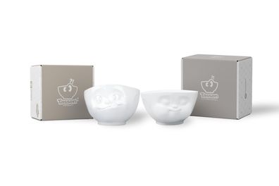 Fiftyeight Schalen-Set 2-tlg. 500 ml | Nr. 017 | Müslischalen weiß | Motive: Lecker
