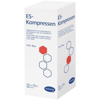 ES Kompressen 7,5x7,5cm unsteril 16fach (100 Stk.)