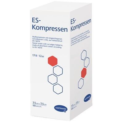 ES Kompressen 7,5x7,5cm unsteril 12fach (100 Stk.)