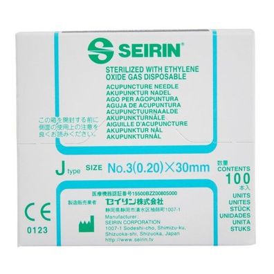 Seirin Akupunkturnadel J-type Needle 0,20 x 30mm (100 Stk.) No.3