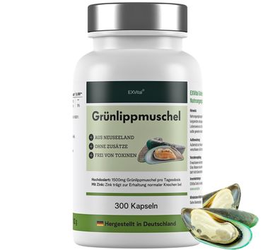Grünlippmuschel Kapseln 300 Stück - hoch konzentriert, EXVital