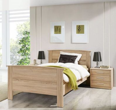 Komfortbett höhenverstellbar Eiche Sonoma 100x200 cm Seniorenbett Holzbett Einzelbet