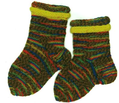 1 Paar handgestrickte Kindersocken Gr. 28/29 mit Rollrand