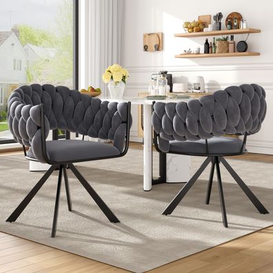 Esszimmerstuhl im Modestil, Ergonomisch, Verstellbare Füße, Klauenbeine, Grau (2er S