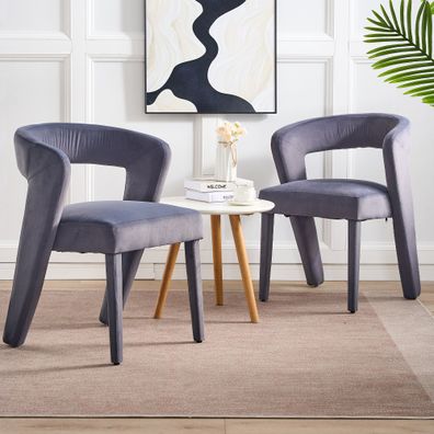 2er Set Loungesessel, Polsterstuhl, Samt, 59x60x79?cm, 150?kg, Grau