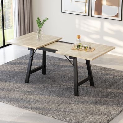 Teleskop-Esstisch Holzoptik 140-180×80?cm, für 4-6 Personen, Natur