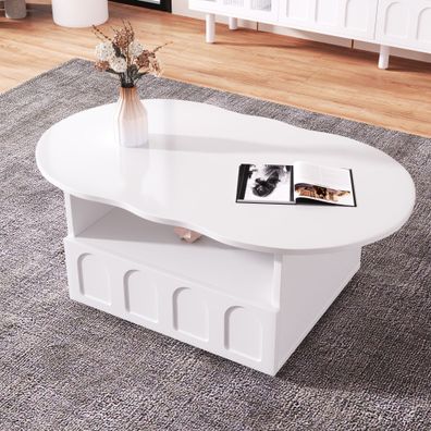 Wolkenförmiger Couchtisch mit Schublade & Ablagefächern, modern