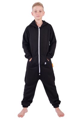 O'Poppy Kinder Jumpsuits Jungen Mädchen Overall Anzug mit Zwergen Kapuze schwarz