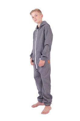 O'Poppy Kinder Jumpsuits Jungen Mädchen Overall Anzug mit Zwergen Kapuze grau