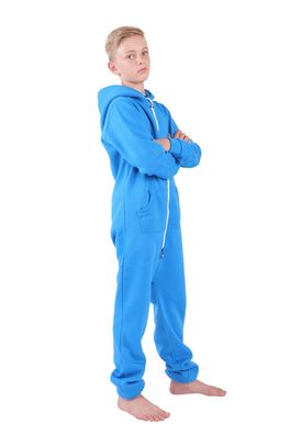 O'Poppy Kinder Jumpsuits Jungen Mädchen Overall Anzug mit Zwergen Kapuze blau