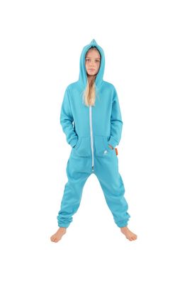 O'Poppy Kinder Jumpsuits Jungen Mädchen Overall Anzug mit Zwergen Kapuze türkis