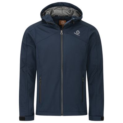 Gradnetz atmungsaktive Outdoor Softshelljacke mit Kapuze dunkelblau