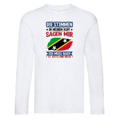 St. Kitts und Nevis | Urlaub | Stimmen in meinem Kopf v2 Long Sleeve Weiß