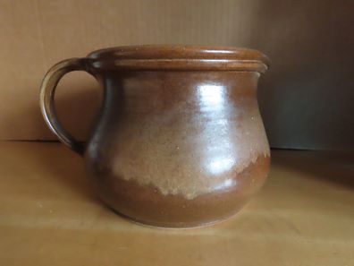 Kanne Gefäß Tongefäß Tontopf Eichener Brauerei Handarbeit ca.13,8 cm H