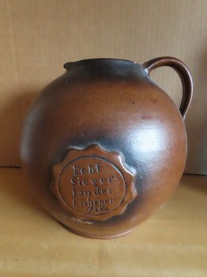 Krug Gefäß Tongefäß Tontopf Echt Siegerländer Eichener Pils ca.20,5 cm H