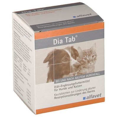 Alfavet Dia Tab® Kautabletten Probiotikum für Hunde und Katzen Verpackung mit 6 x