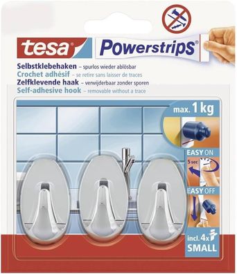 tesa Powerstrips® Haken Small Oval, chrom