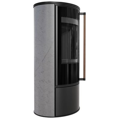 KRATKI ERIK Ofen Ø150 5 5kW GREY SATIN Stahldeckel schwarz Griff Jatoba