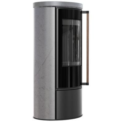 Ofen ERIK Ø150 5 5kW GREY SATIN Keramik schwarz Termotec Griff Jatoba