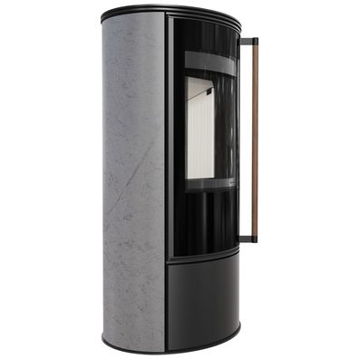 Ofen ERIK Ø150 5 5kW GREY SATIN Stahldeckel Softclose Griff Jatoba Holz