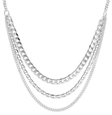 trendor Schmuck Damen-Kette 925 Silber Rhodiniert 3-Reihig 15661