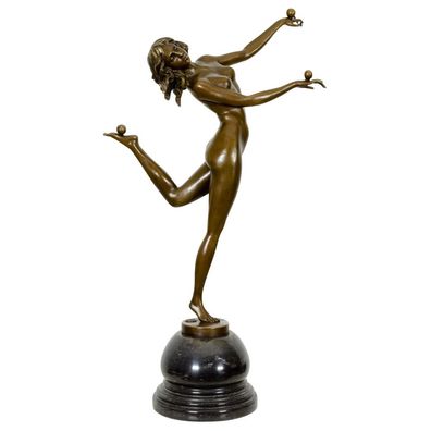 Bronzeskulptur Frau Akrobatin im Antik-Stil Bronze Figur Statue 54cm