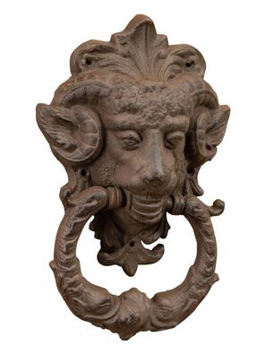 Historischer Türklopfer Widder Schafbock Eisen Faun Türbeschlag Tür Ram