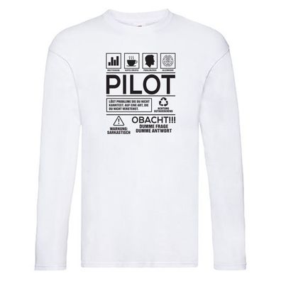 Achtung Probleme Pilot | Flugzeug | Piloten Long Sleeve Weiß